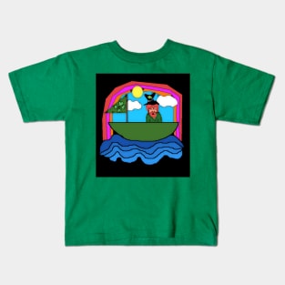 Watercolor Saint Patrick's Day Green ship Kids T-Shirt